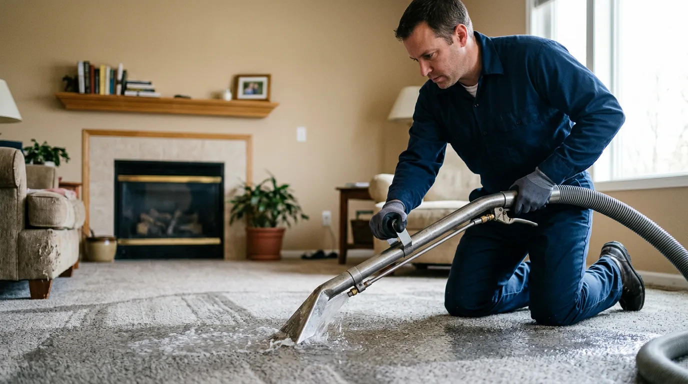 Water damage restoration technician working near Concord, VA